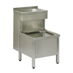 Composite stainless steel floor standing sink with a washbasin