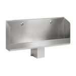 Stainless steel urinal trough with 2 integrated infra-red flushing units, 6 V