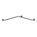 Stainless steel corner grab bar, fixed, dimensions 760 x 760 mm, brushed