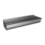 Stainless steel rounded trough without apron, from AISI 316L,1250 mm