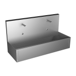 Stainless steel wall hung trough with 2 integrated electronics, length 1250 mm, 24 V DC