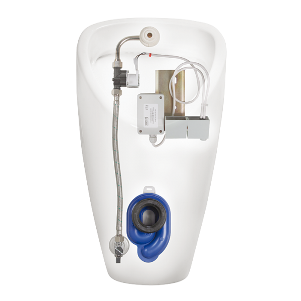 Urinal Golem with a radar flushing unit and integrated power supply, 230 V AC