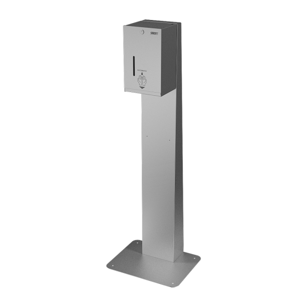 Automatic stainless steel liquid and gel disinfection and soap dispenser - stand for standing to the wall included, battery pack 12 V