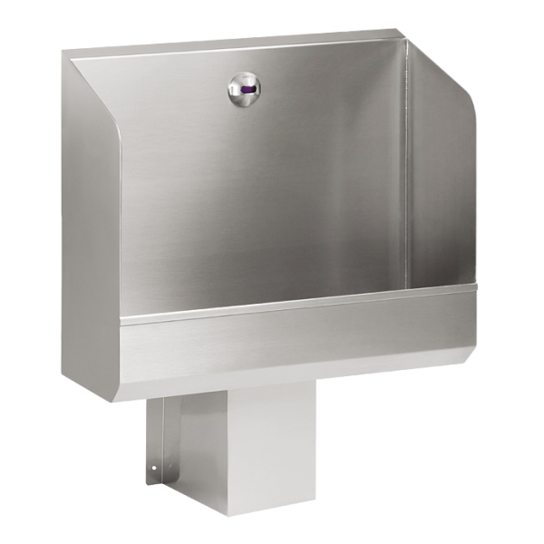 Stainless steel urinal trough with integrated infra-red flushing unit, 6 V